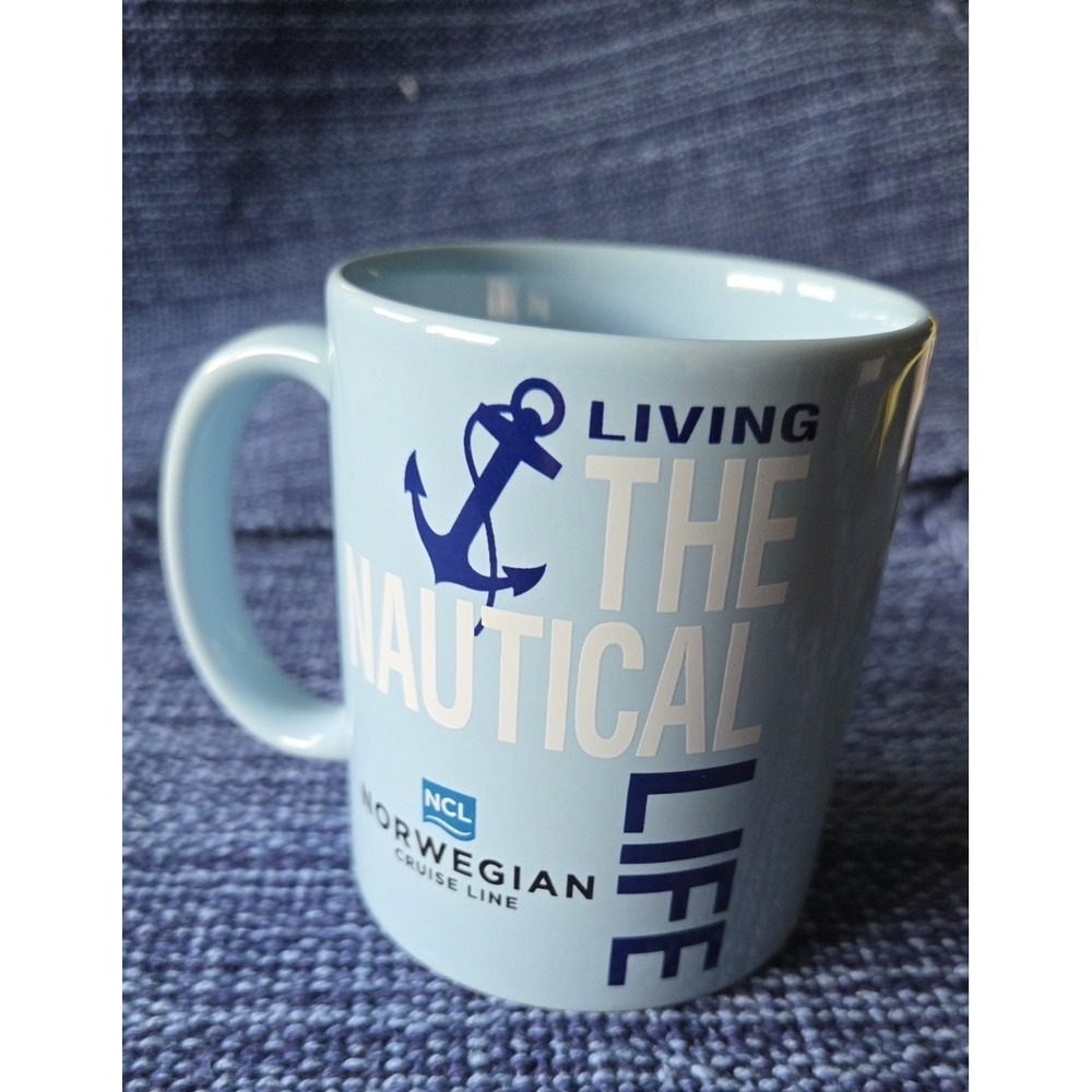 Norwegian Cruise Line Living The Nautical Life Blue Coffee Cup Mug Souvenir‎